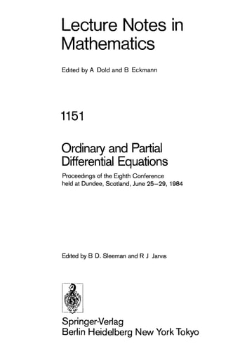 Ordinary and Partial Differential Equations (Lecture Notes in Mathematics)