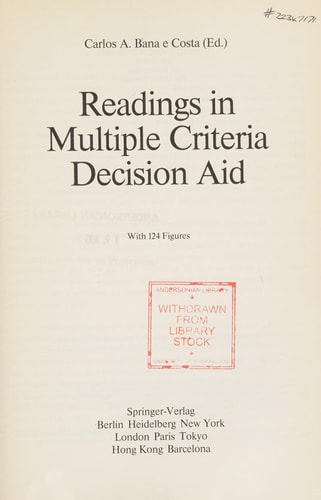 Readings in Multiple Criteria Decision Aid
