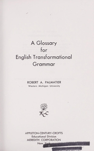 A Glossary for English Transformational Grammar