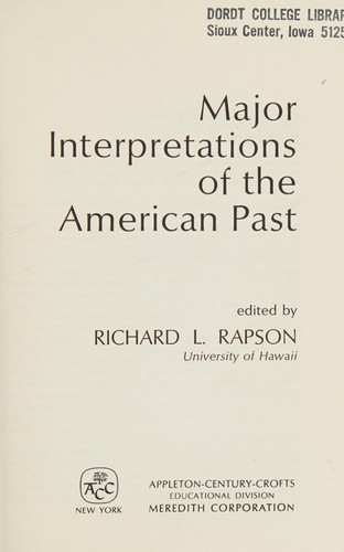Major interpretations of the American past (The Literature of history)