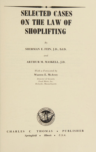 Selected cases on the law of shoplifting