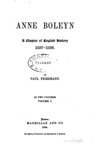 Anne Boleyn: A Chapter of English History 1527-1536
