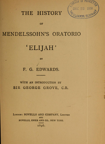 The history of Mendelssohn's oratorio "Elijah"