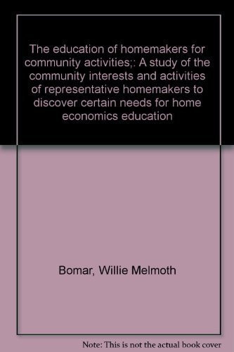 The Education of Homemakers for Community Activities : A study of the community interests and activities of representative homemakers to discover certain needs for home economics education