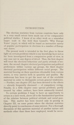 Political Behavior: Studies in Election Statistics (European Sociology Series)
