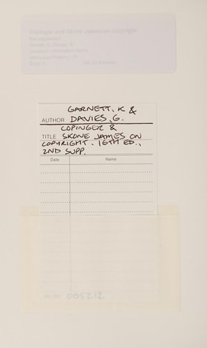 Copinger & Skone James on Copyright second supplement to the sixteenth edition