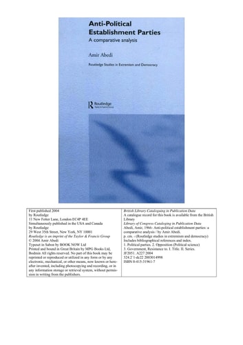 Anti-political Establishment Parties A Comparative Analysis