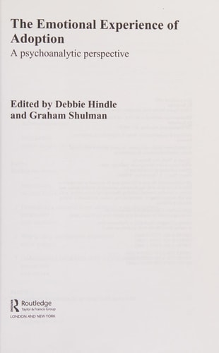 The Emotional Experience of Adoption A Psychoanalytic Perspective