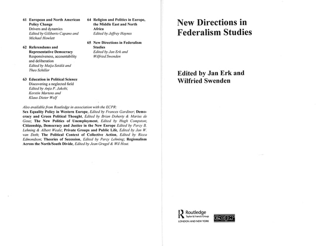 New Directions in Federalism Studies