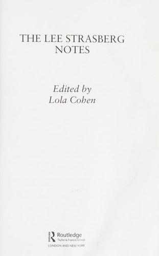 The Lee Strasberg Notes