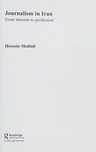 Journalism in Iran From Mission to Profession