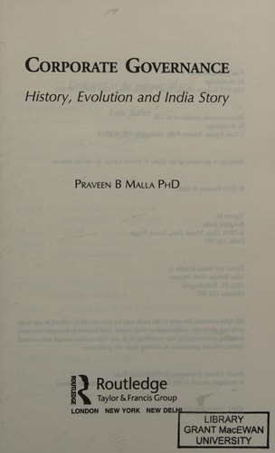 Corporate Governance Concept, Evolution and India Story