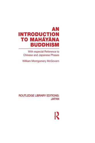 An Introduction to Mahāyāna Buddhism With Especial Reference to Chinese and Japanese Phases