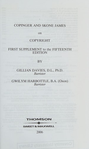 Copinger and Skone James on Copyright