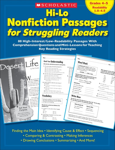 Hi-lo Nonfiction Passages for Struggling Readers: 80 High-interest/low-readability Passages with Comprehension Questions and Mini-lessons for Teaching Key Reading Strategies