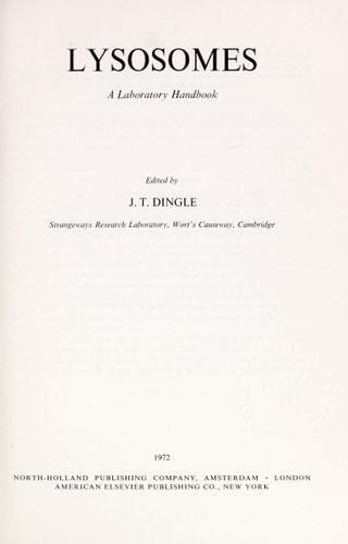 Lysosomes A Laboratory Handbook