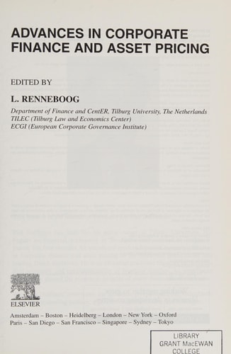 Advances in Corporate Finance and Asset Pricing