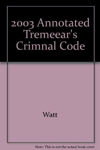 2003 Annotated Tremeear's Criminal Code