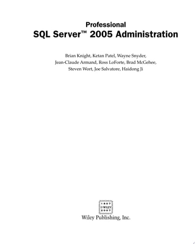 Professional SQL Server 2005 Administration