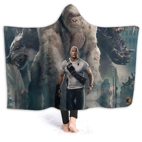 Rampage Giant Battle (1) Fall and Winter Flannel Blanket with Hat, Thermal Sheet, Warm and Comfortable, Throw Blanket, Nursery Blanket, Office Room Napping Blanket, Unisex, Fashionable, Anti-static, Car Blanket