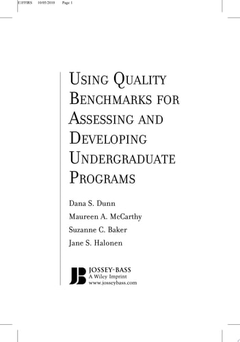 Using Quality Benchmarks for Assessing and Developing Undergraduate Programs