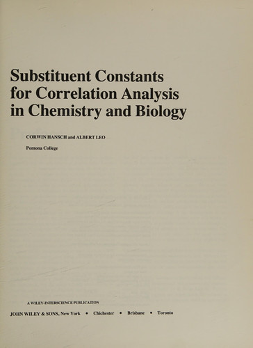Substituent constants for correlation analysis in chemistry and biology