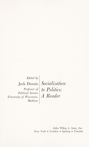 Socialization to Politics: A Reader