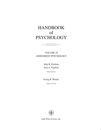 Handbook of Psychology: Assessment Psychology