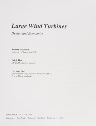 Large Wind Turbines Design and Economics