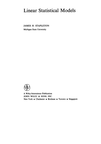 Linear Statistical Models