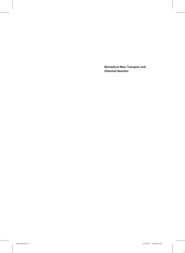 Biomedical Mass Transport and Chemical Reaction Physicochemical Principles and Mathematical Modeling