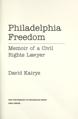 Philadelphia Freedom: Memoir of a Civil Rights Lawyer
