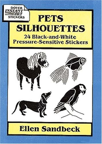 Pets Silhouettes 24 Black-and-White Pressure-Sensitive Stickers