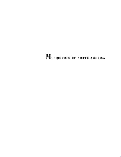 Mosquitoes of North America, North of Mexico