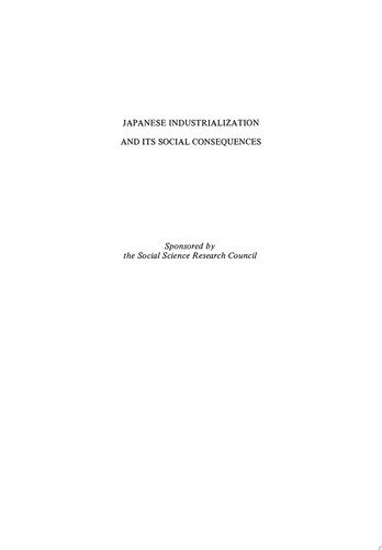 Japanese Industrialization and Its Social Consequences