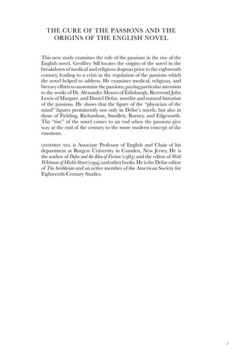 The Cure of the Passions and the Origins of the English Novel