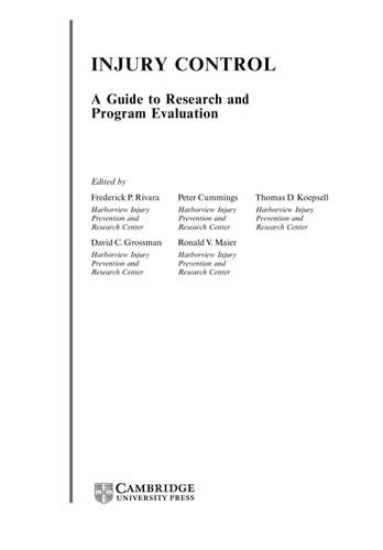 Injury Control A Guide to Research and Program Evaluation