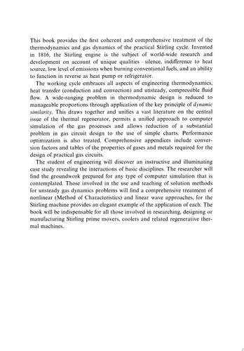 Thermodynamics and Gas Dynamics of the Stirling Cycle Machine