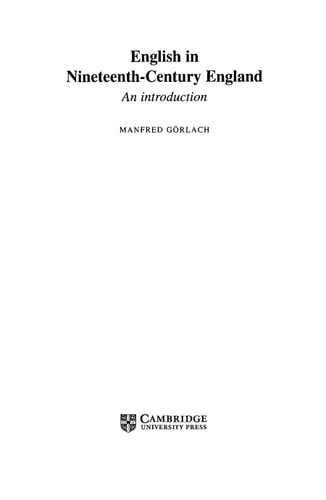 English in Nineteenth-Century England An Introduction