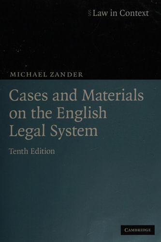 Cases and Materials on the English Legal System