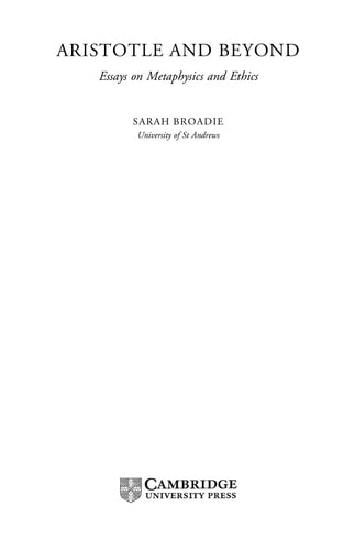 Aristotle and Beyond Essays on Metaphysics and Ethics