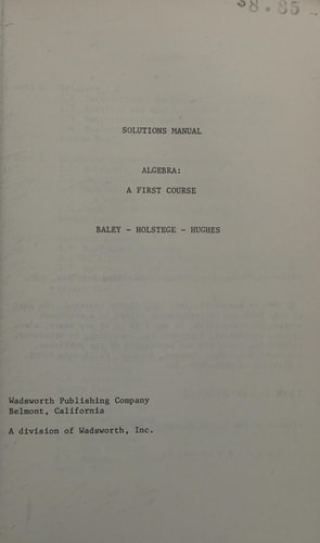 Algebra A First Course