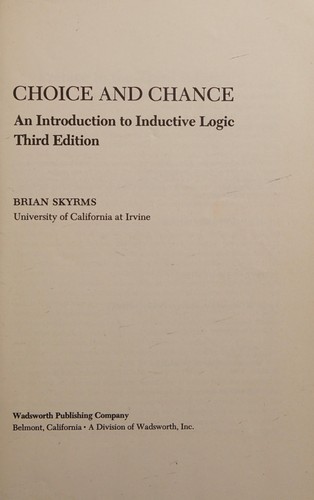 Choice and Chance: An Introduction to Inductive Logic