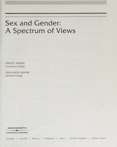 Sex and Gender : Spectrum of Views-Textbook ONLY
