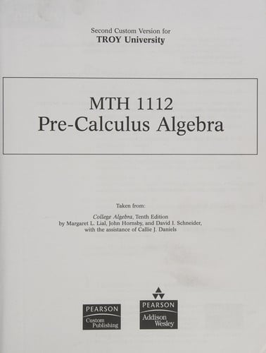 MTH 112 Pre-Calculus Algebra