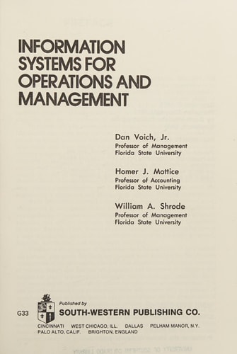 Information systems for operations and management