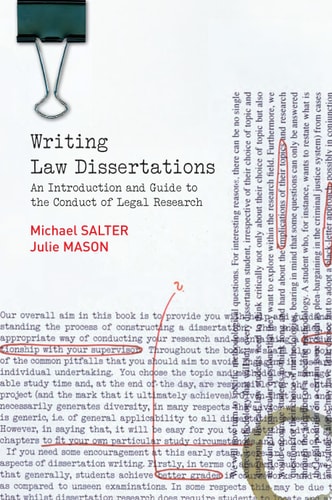 Writing Law Dissertations An Introduction and Guide to the Conduct of Legal Research