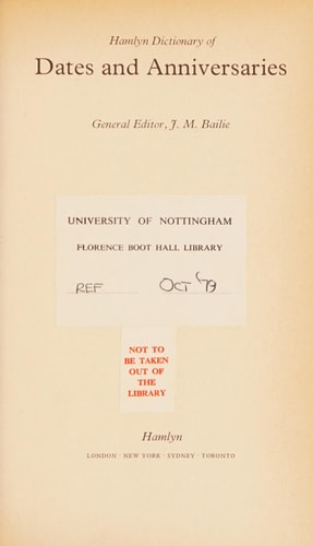 Hamlyn Dictionary of Dates and Anniversaries
