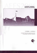 Earthquake Engineering in Australia: Conference: 2006: Proceedings of a Conference Held by the Australian Earthquake Engineering Society: Canberra, AC