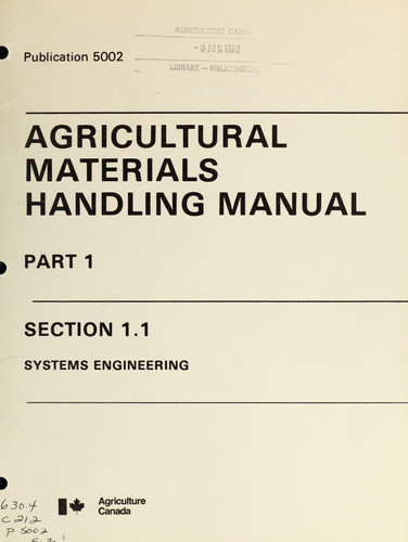 Agricultural Materials Handling Manual : Part 1 ; Section 1.1, Systems Engineering
